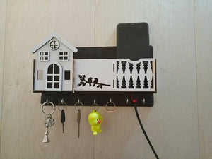 Sweet Home With Sparrow Wooden Keys and Mobile Holder